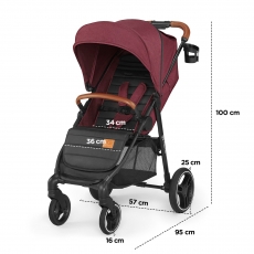 Дитяча прогулянкова коляска Kinderkraft Grande LX Burgundy